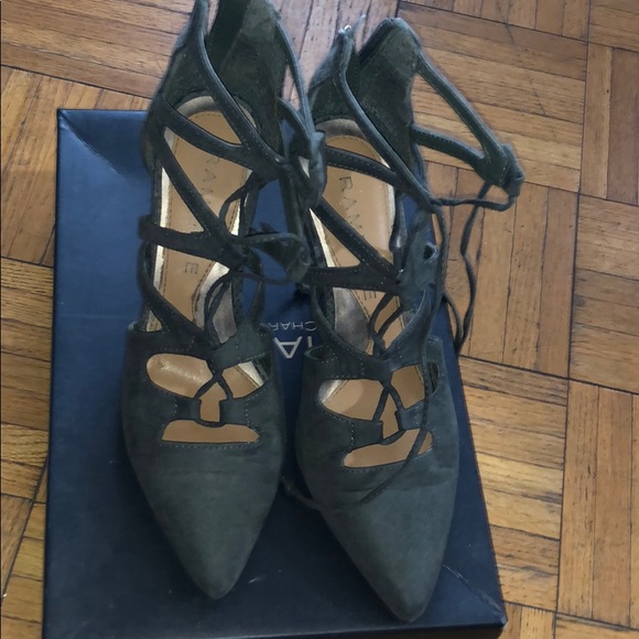 Strappy olive green heels - Picture 2 of 3